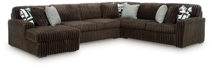 Midnight-Madness Chocolate 4-Piece Sectional with Chaise - 98104S4