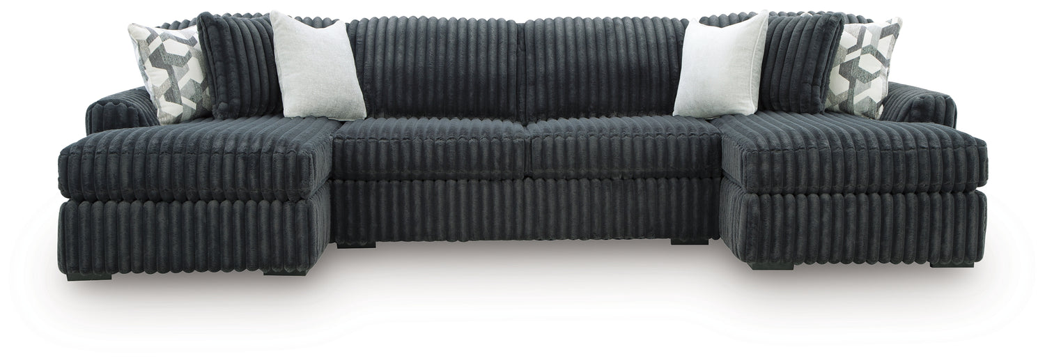 Midnight-Madness Gunmetal 3-Piece Double Chaise Sectional - 98105S7