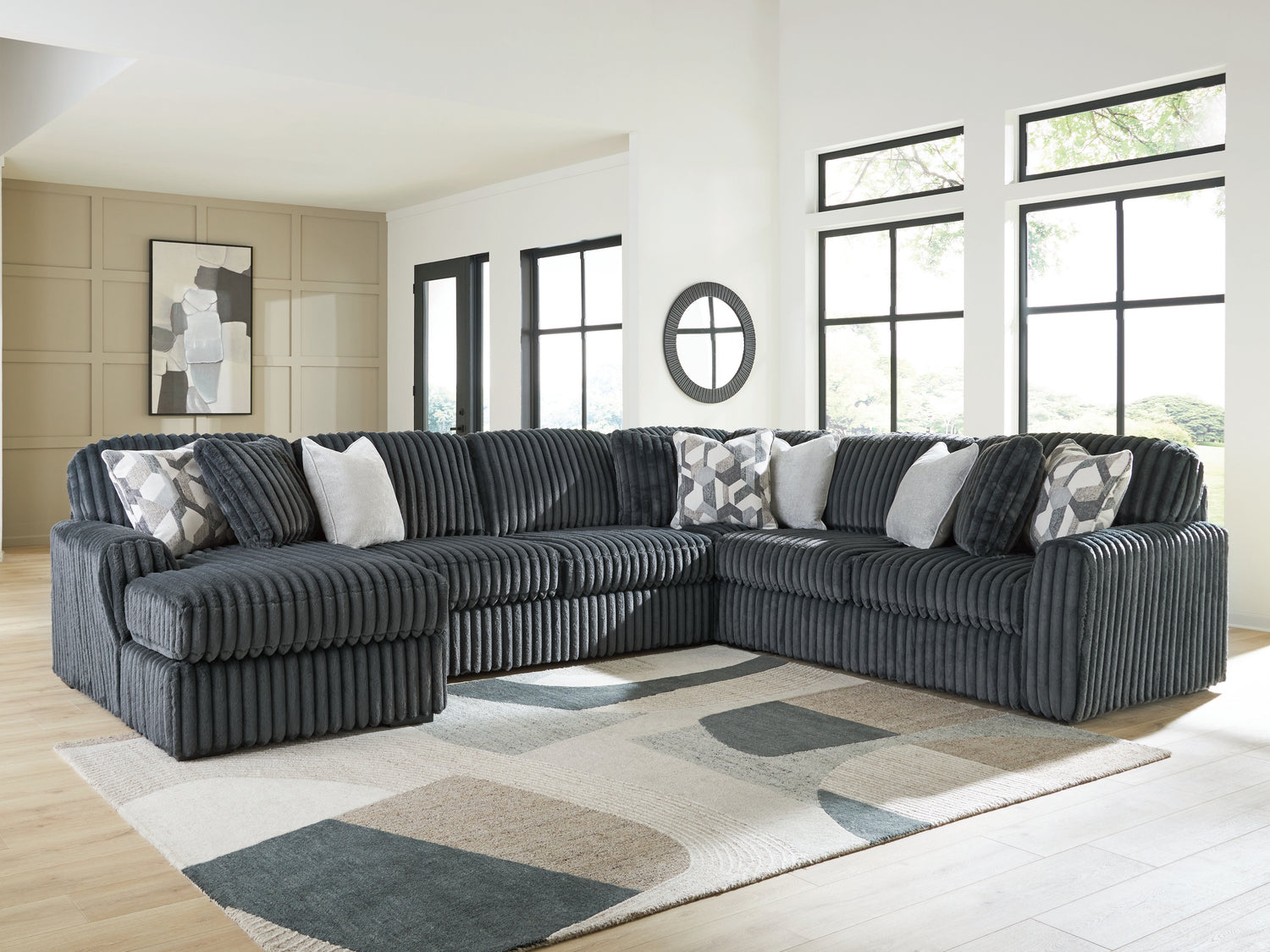 Midnight-Madness Gunmetal 4-Piece Sectional with Chaise - 98105S1