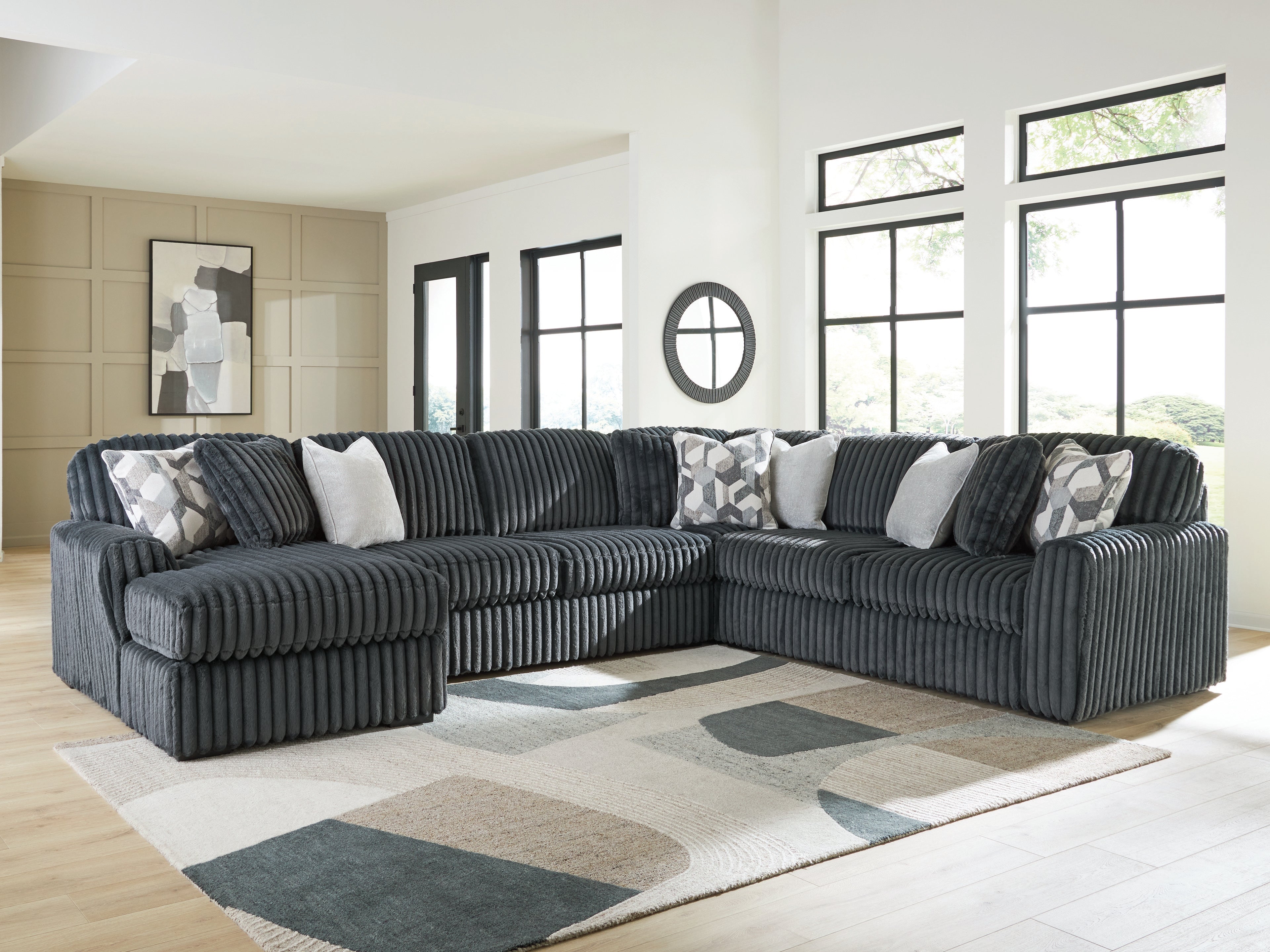 Midnight-Madness Gunmetal 4-Piece Sectional with Chaise - 98105S1