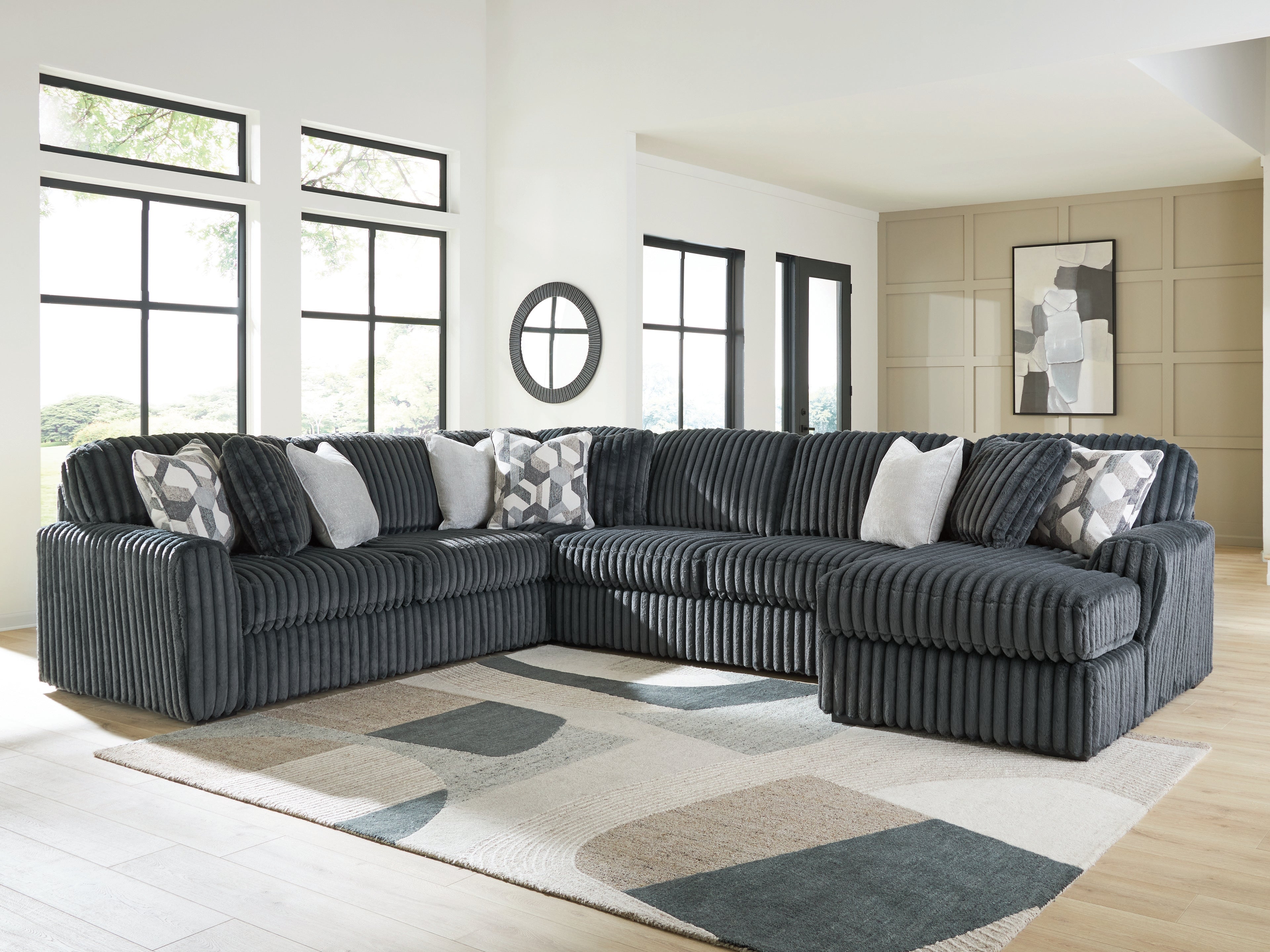 Midnight-Madness Gunmetal 4-Piece Sectional with Chaise - 98105S2