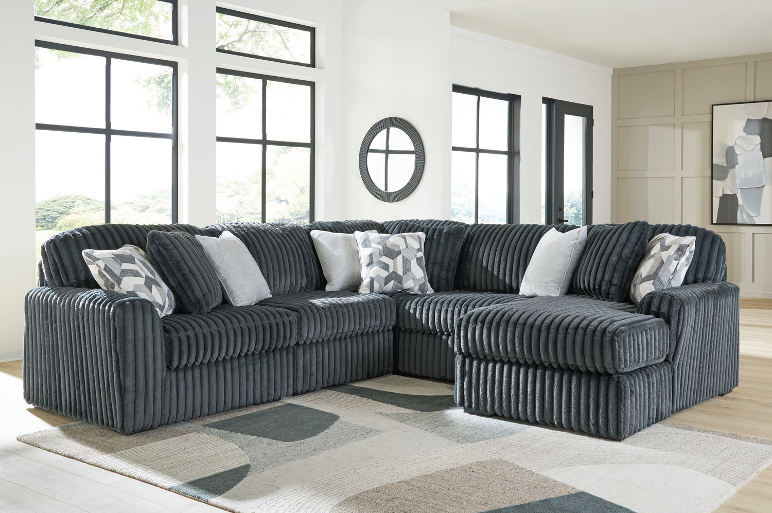 Midnight-Madness Gunmetal 5-Piece Sectional with Chaise - 98105S23