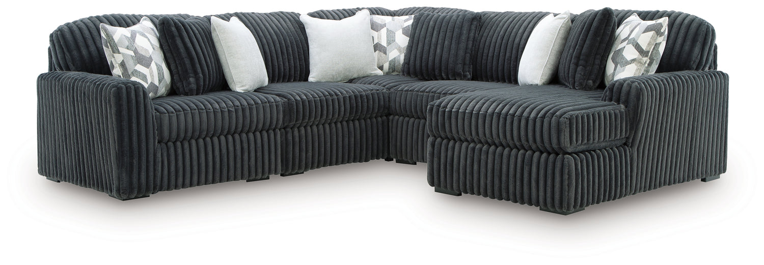 Midnight-Madness Gunmetal 5-Piece Sectional with Chaise - 98105S23