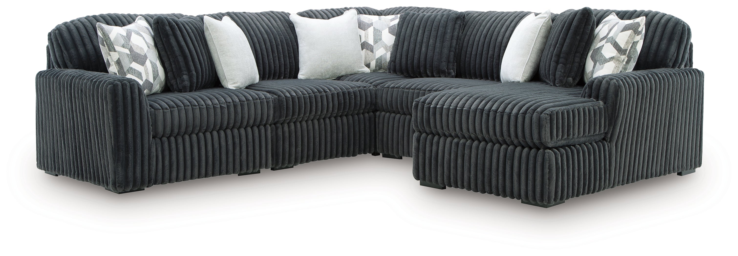 Midnight-Madness Gunmetal 5-Piece Sectional with Chaise - 98105S23