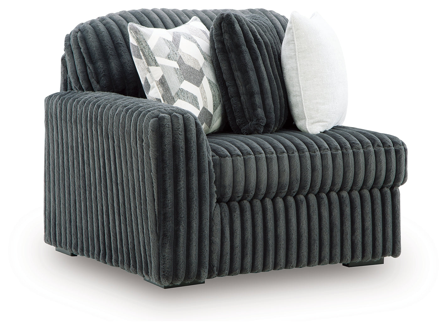 Midnight-Madness Gunmetal Left-Arm Facing Corner Chair - 9810564