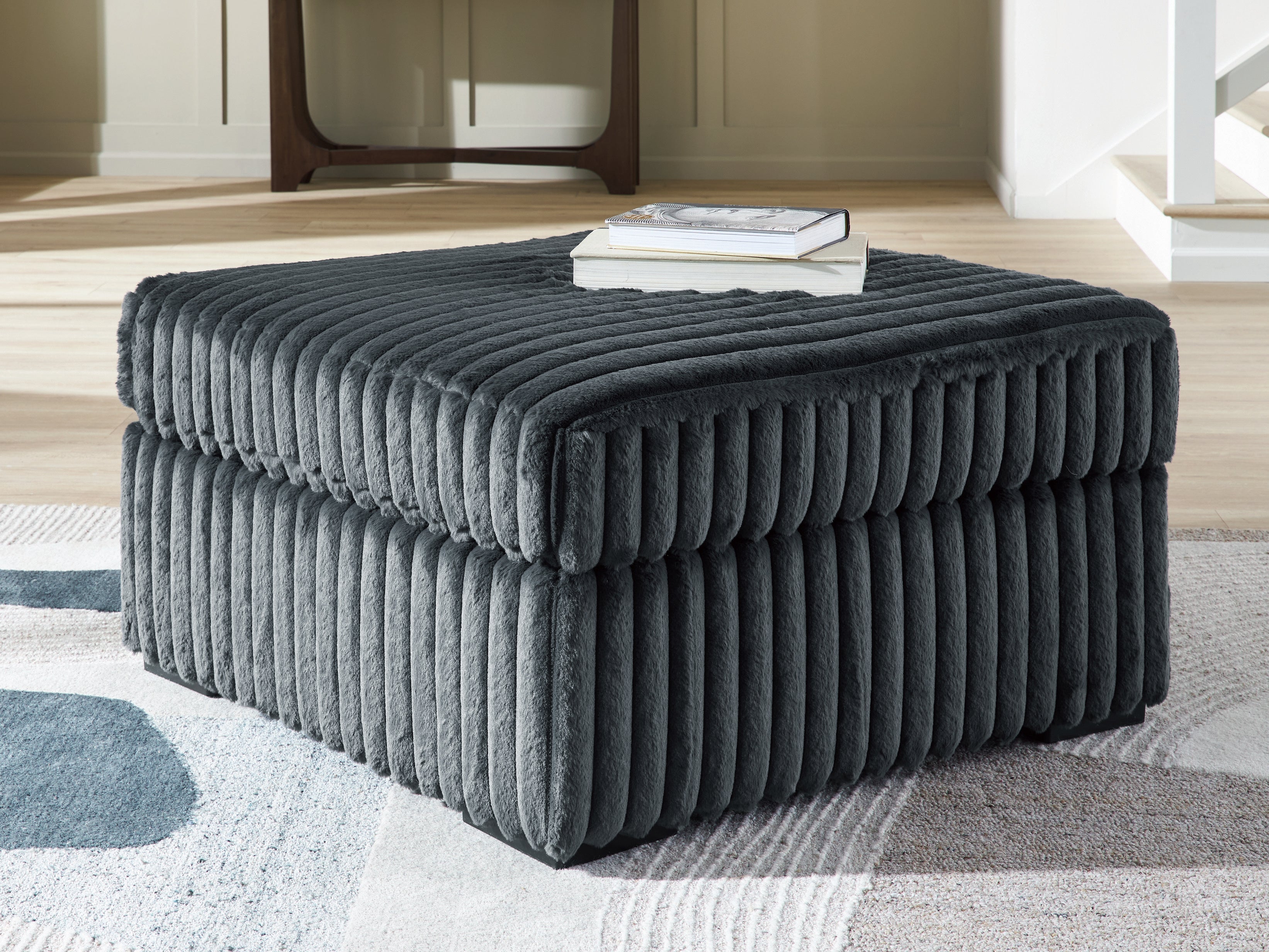 Midnight-Madness Gunmetal Oversized Accent Ottoman - 9810508
