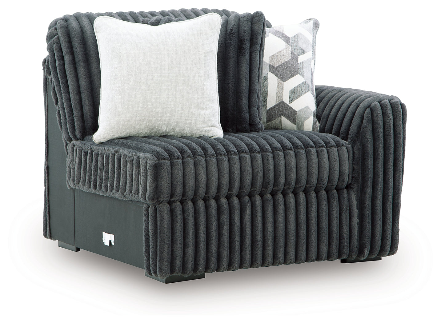 Midnight-Madness Gunmetal Right-Arm Facing Corner Chair - 9810565