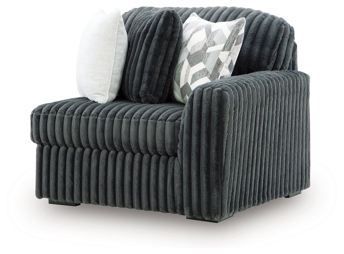 Midnight-Madness Gunmetal Right-Arm Facing Corner Chair - 9810565