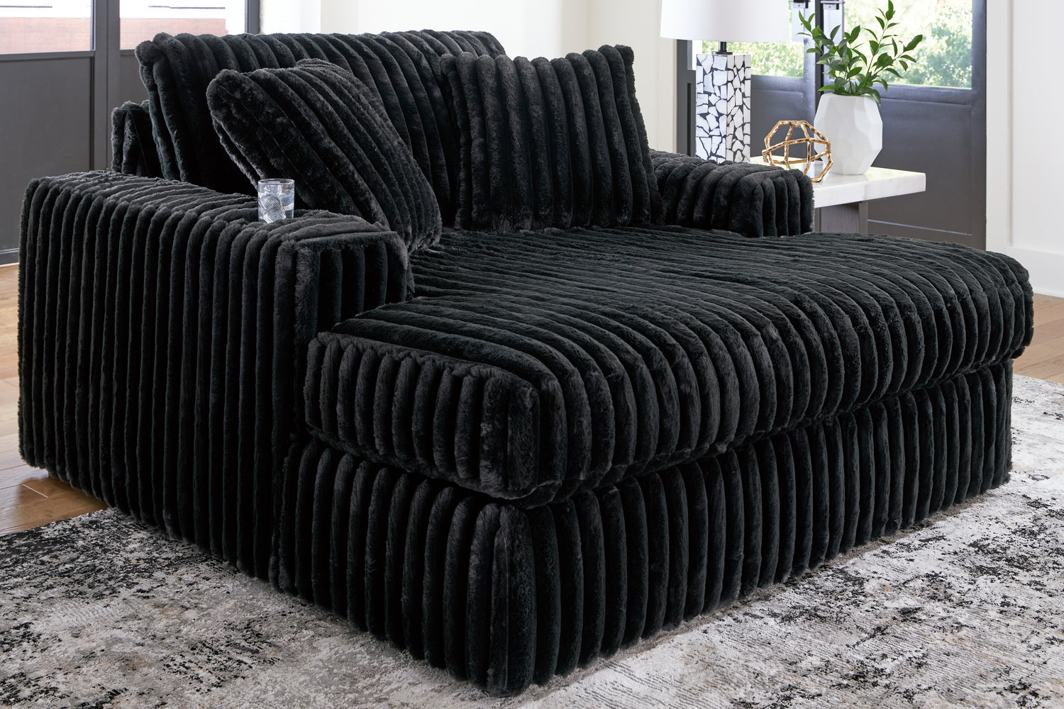 Midnight-Madness Onyx 2-Piece Sectional and Oversized Chaise - 98103U5
