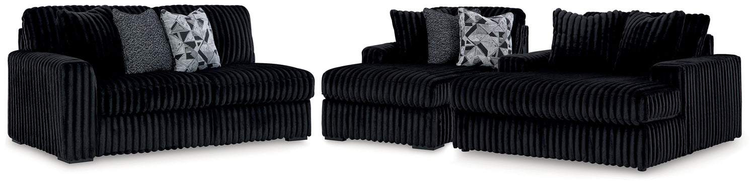 Midnight-Madness Onyx 2-Piece Sectional and Oversized Chaise - 98103U5