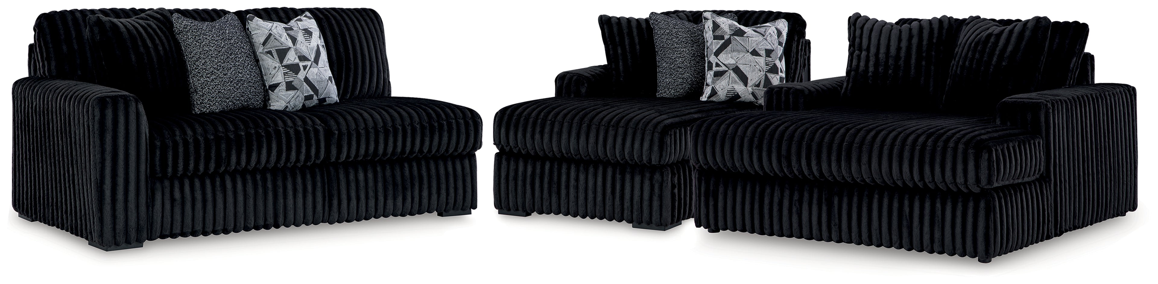 Midnight-Madness Onyx 2-Piece Sectional and Oversized Chaise - 98103U5