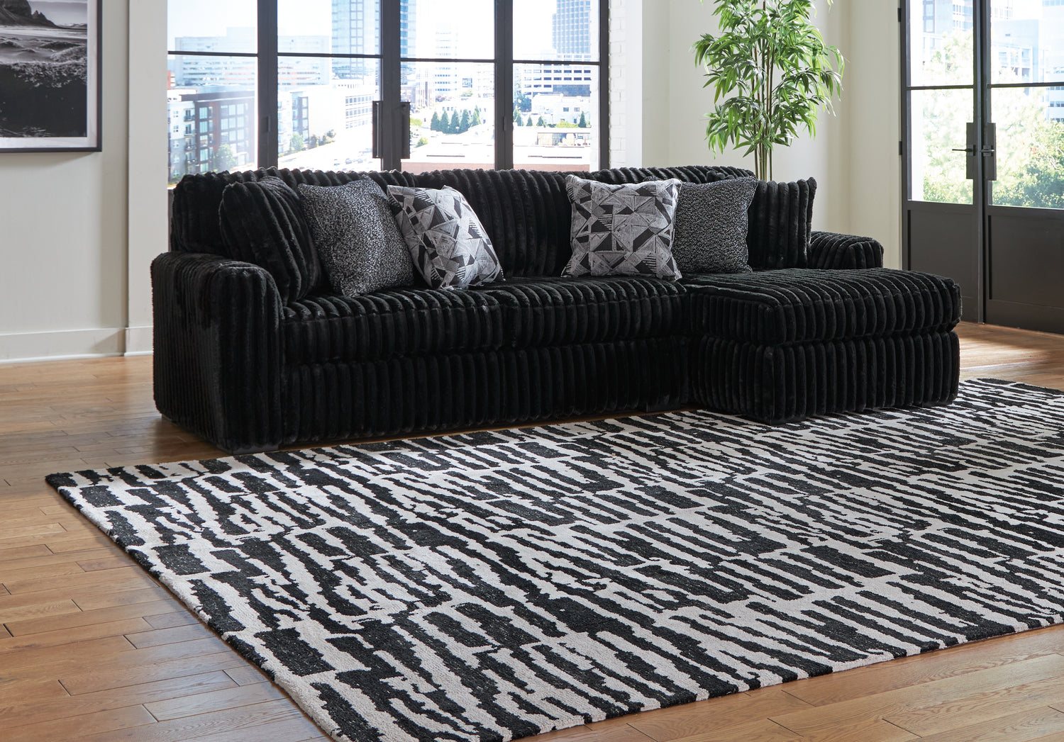 Midnight-Madness Onyx 2-Piece Sectional Sofa with Chaise - 98103S2