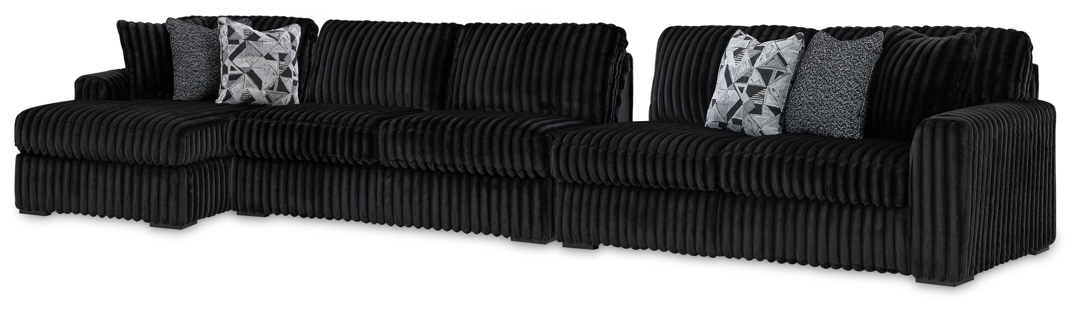 Midnight-Madness Onyx 3-Piece Sectional with Chaise - 98103S10