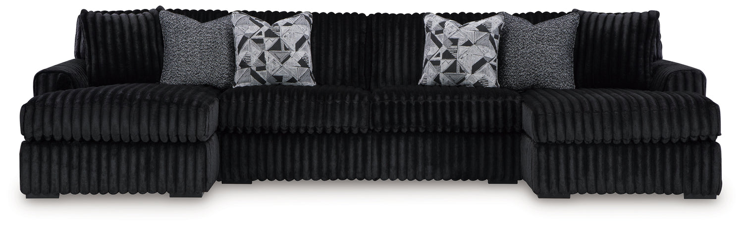 Midnight-Madness Onyx 3-Piece Sectional with Chaise - 98103S5