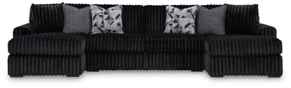 Midnight-Madness Onyx 3-Piece Sectional with Chaise - 98103S5