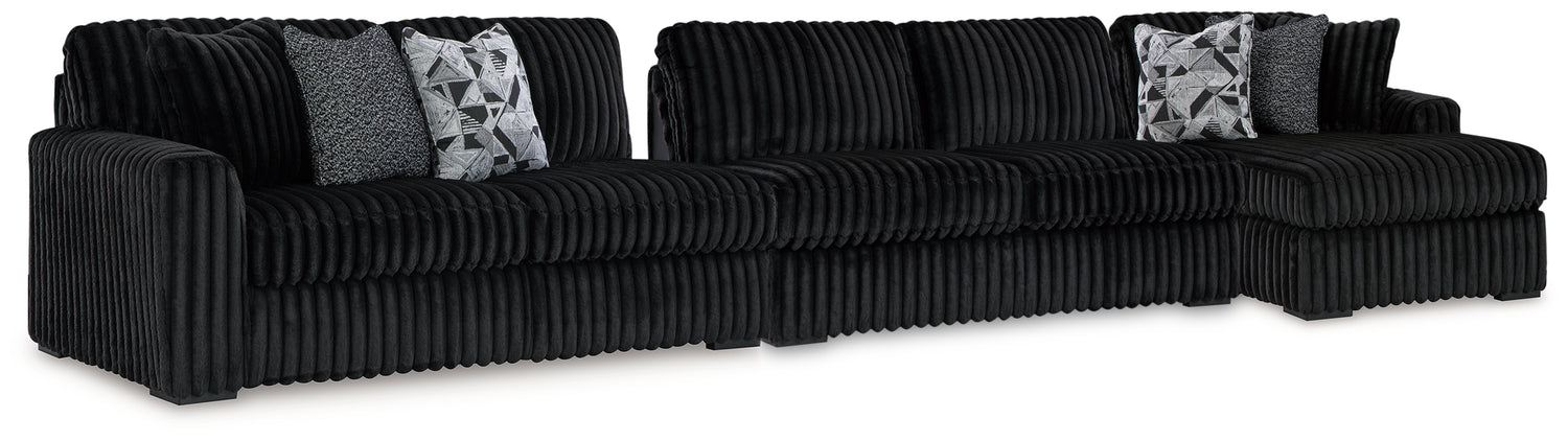 Midnight-Madness Onyx 3-Piece Sectional with Chaise - 98103S9