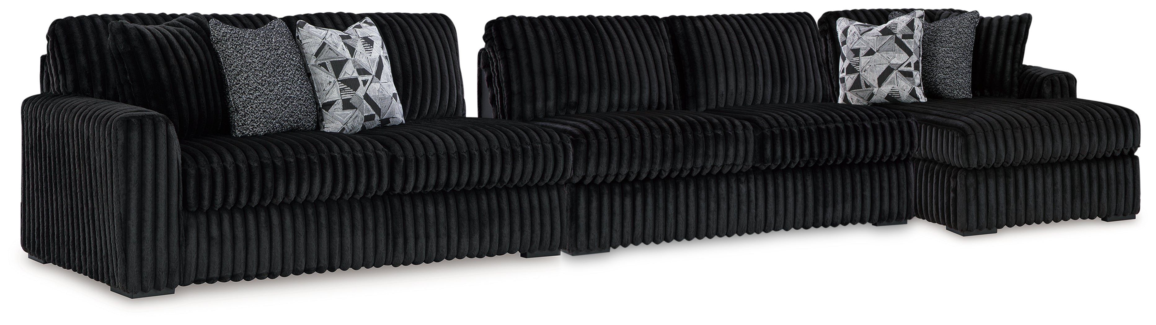 Midnight-Madness Onyx 3-Piece Sectional with Chaise - 98103S9