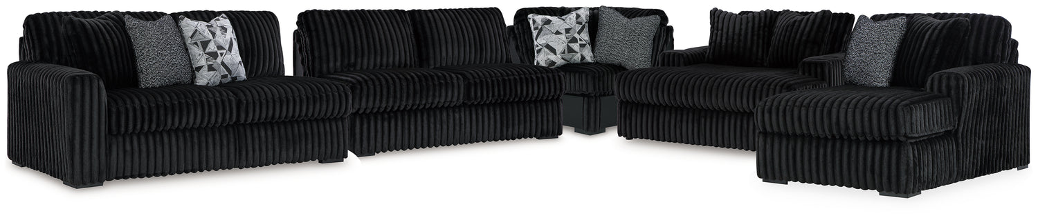 Midnight-Madness Onyx 4-Piece Sectional and Oversized Chaise - 98103U2