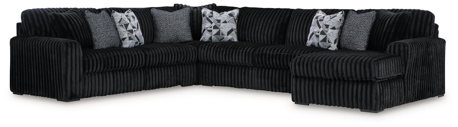 Midnight-Madness Onyx 4-Piece Sectional with Chaise - 98103S3