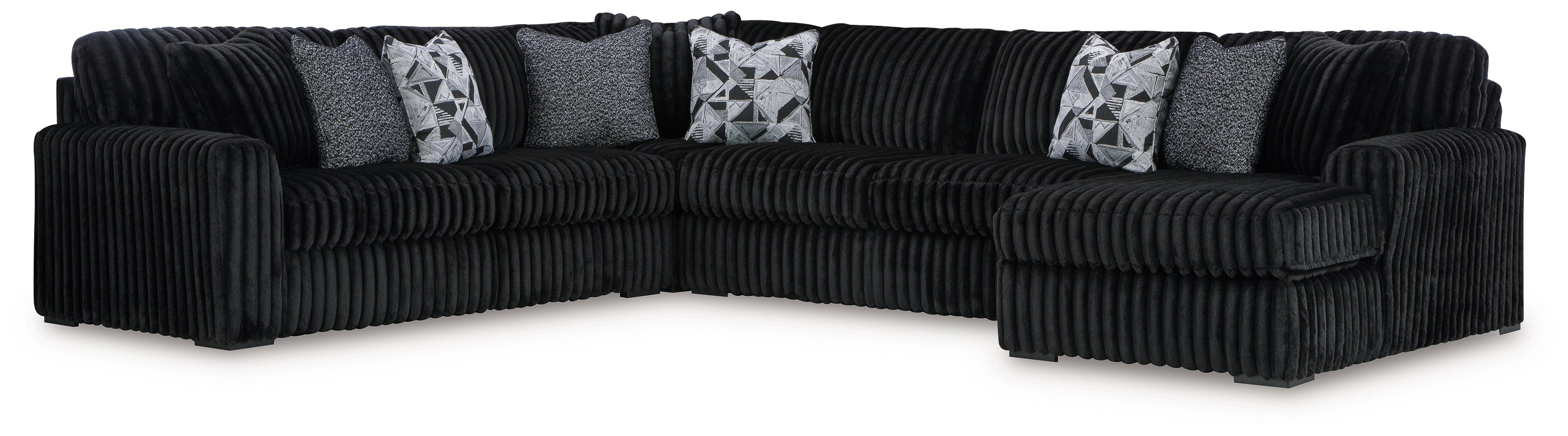 Midnight-Madness Onyx 4-Piece Sectional with Chaise - 98103S3