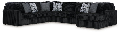 Midnight-Madness Onyx 4-Piece Sectional with Chaise - 98103S3