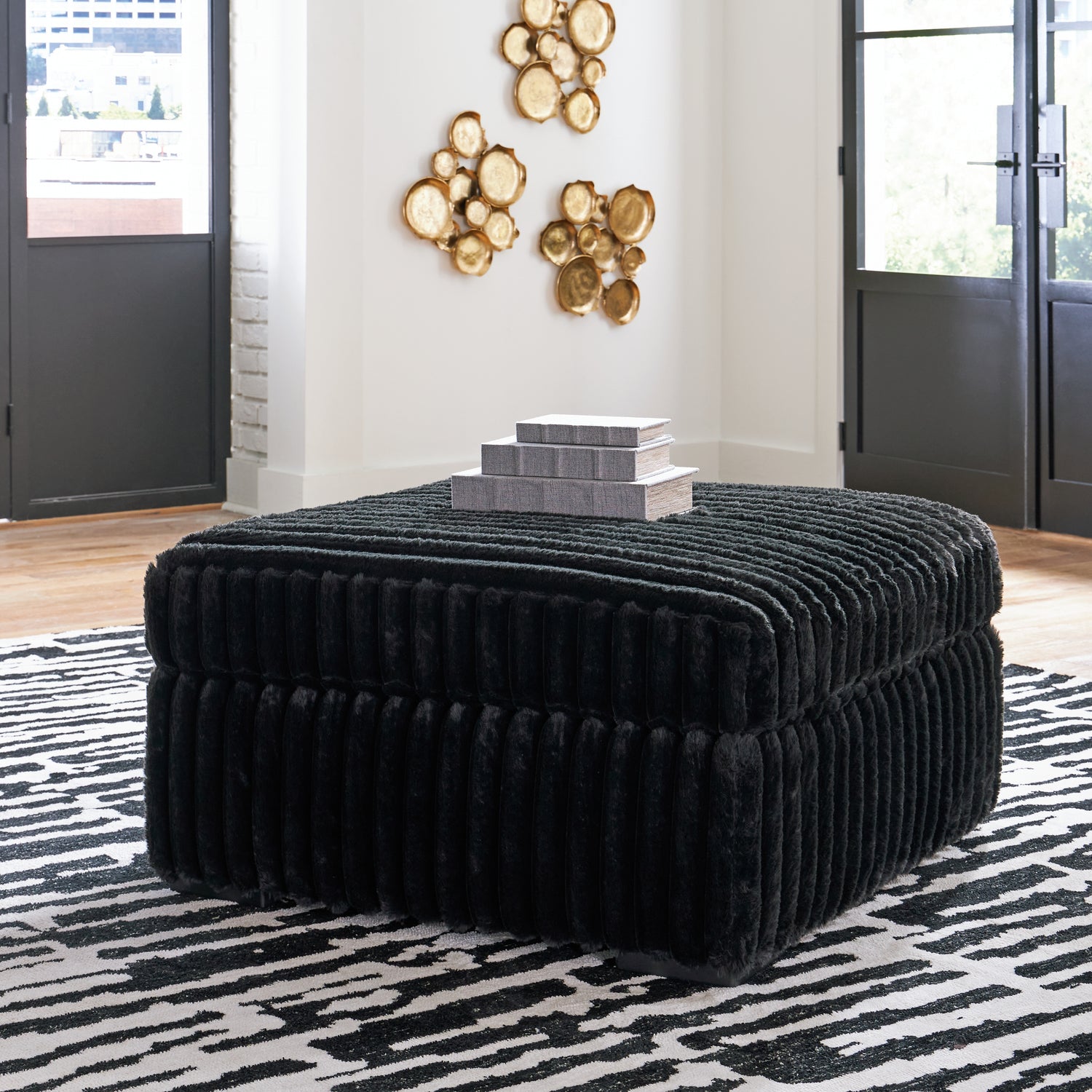 Midnight-Madness Oversized Chaise and Oversized Accent Ottoman - 98103U10