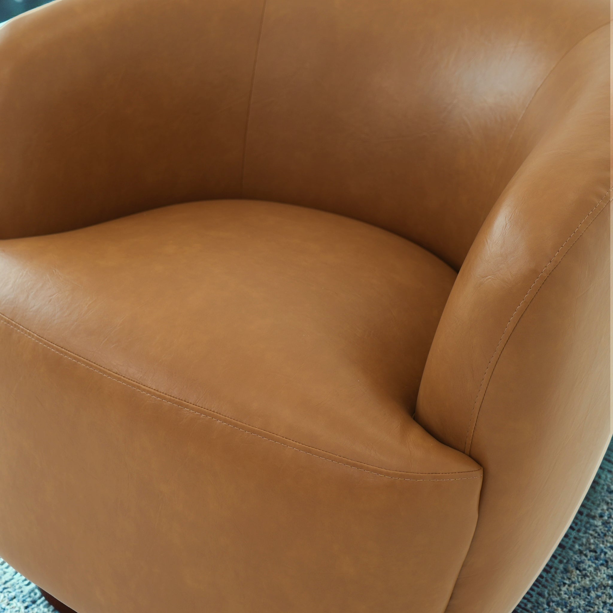 Mina 32" W Tan Vegan Leather Upholstered Swivel Barrel Chair - SCH00500711