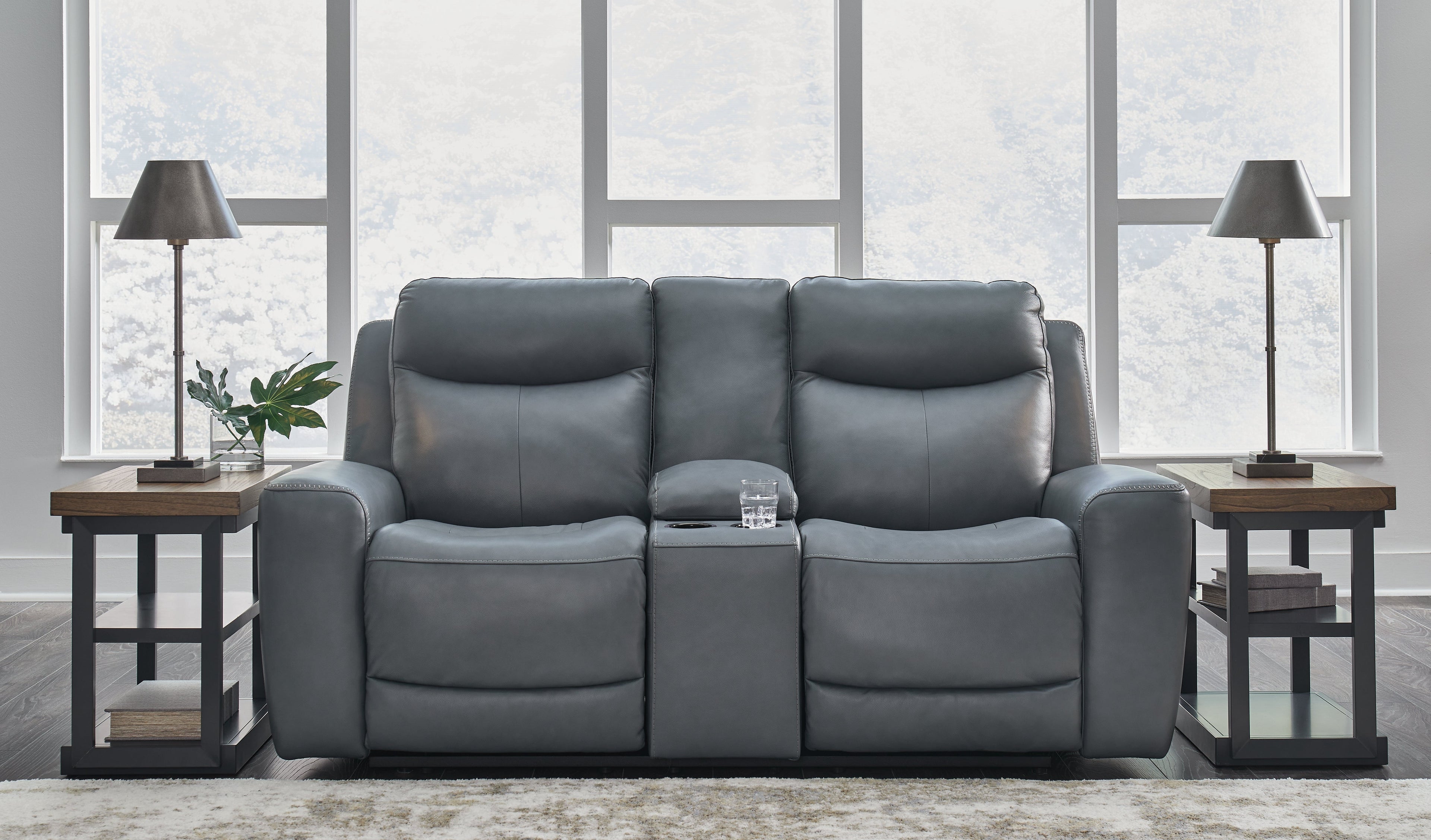 Mindanao Sofa, Loveseat and Recliner in Steel - PKG015551