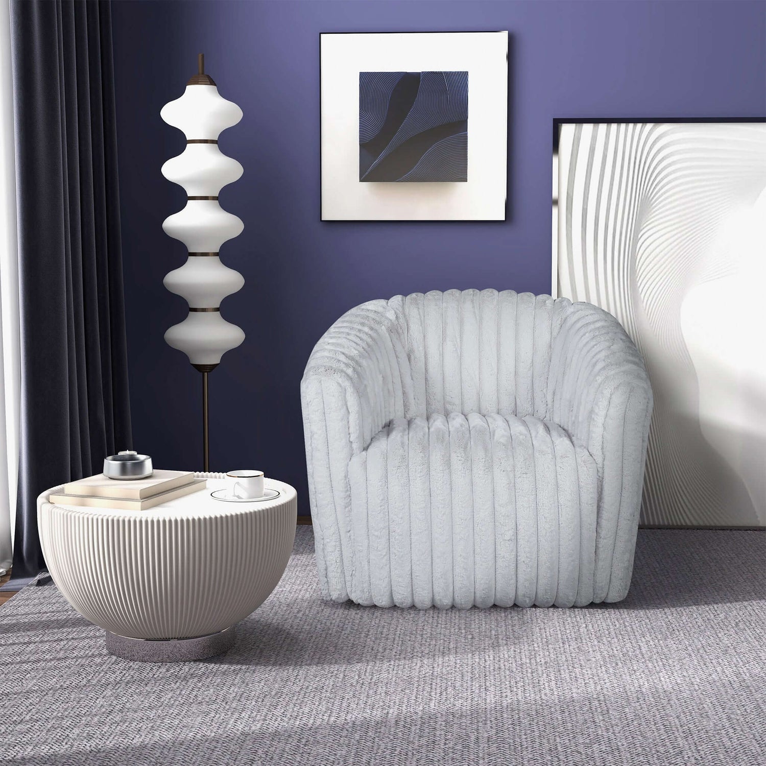 Mira Light Grey Velvet Swivel Chair - SCH03500301