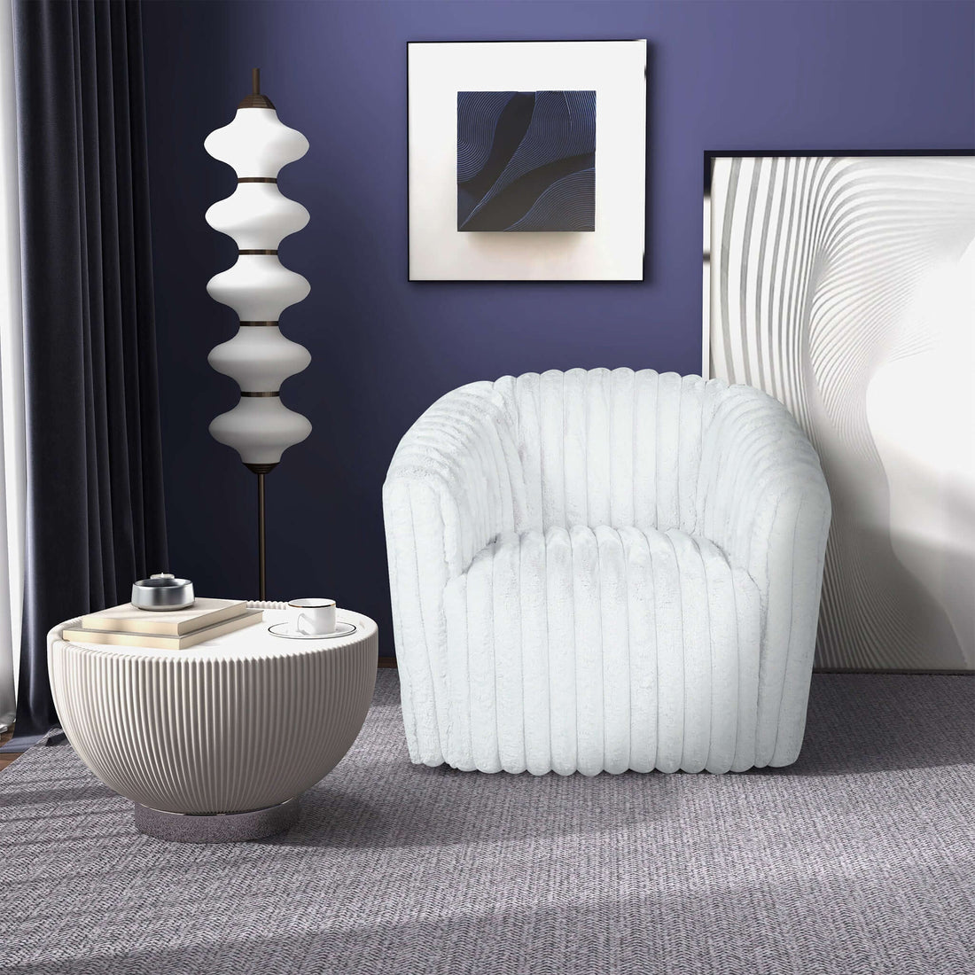 Mira White Velvet Swivel Chair - SCH03500302