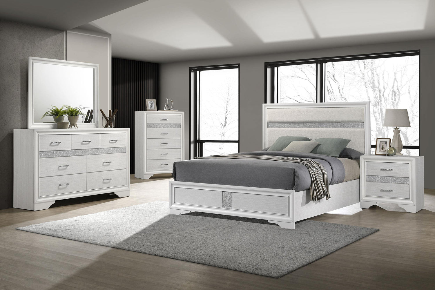 Miranda 5-piece Queen Bedroom Set White - 205110Q-S5