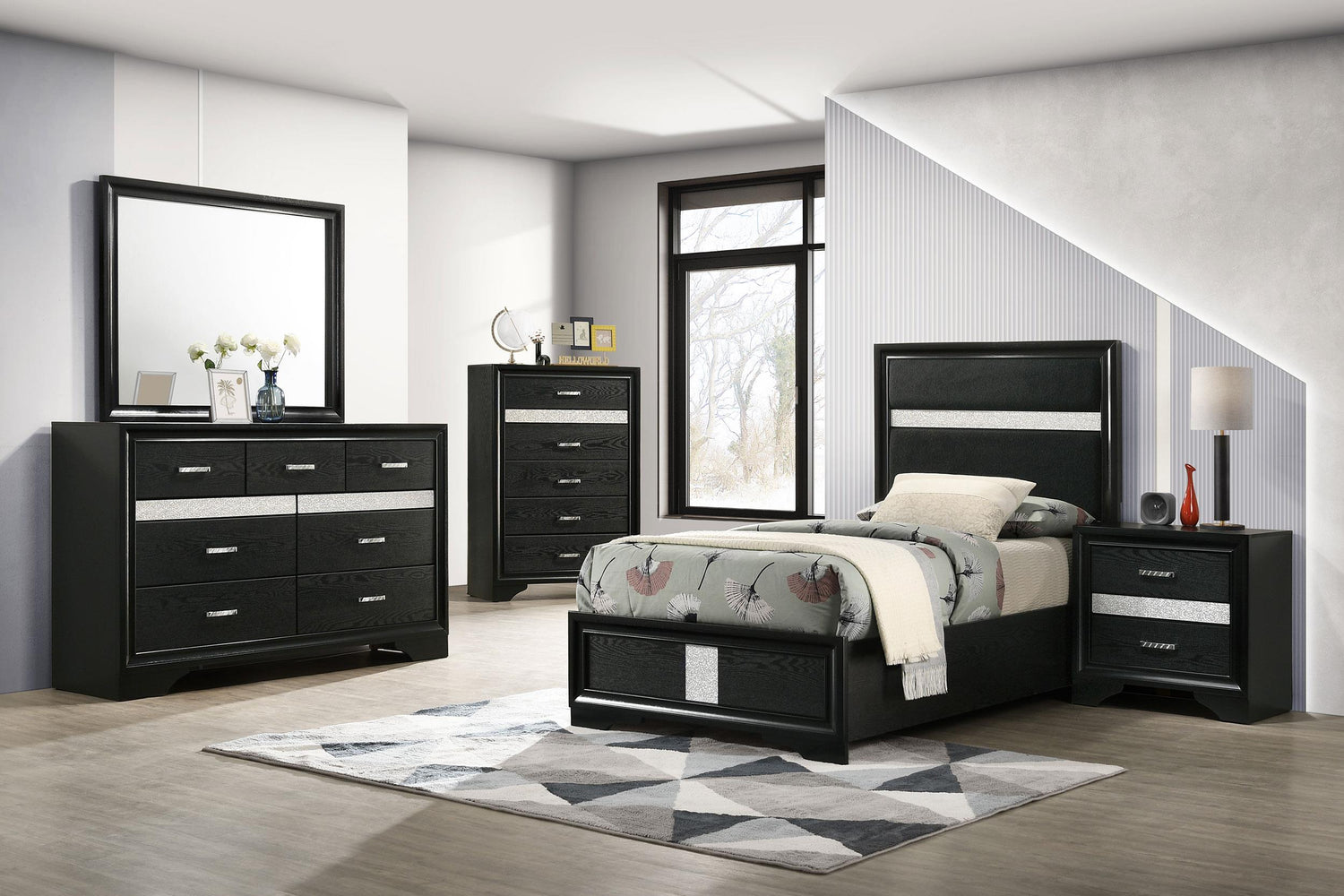 Miranda 5-piece Twin Bedroom Set Black - 206360T-S5