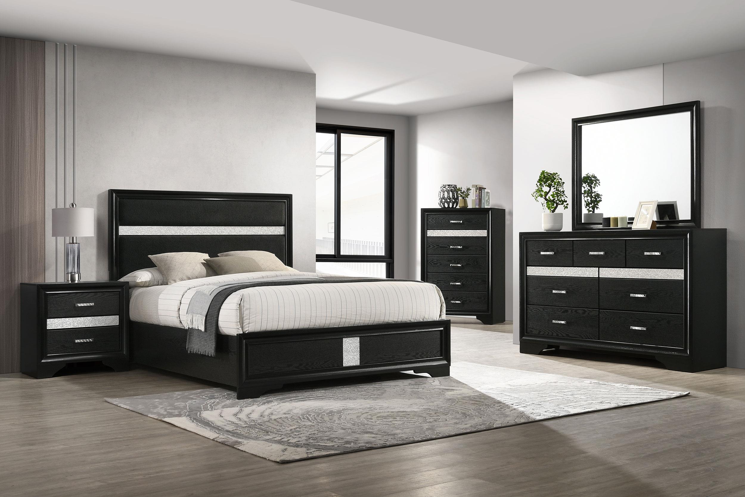 Miranda 55-inch Upholstered Eastern King Panel Bed Black - 206360KE