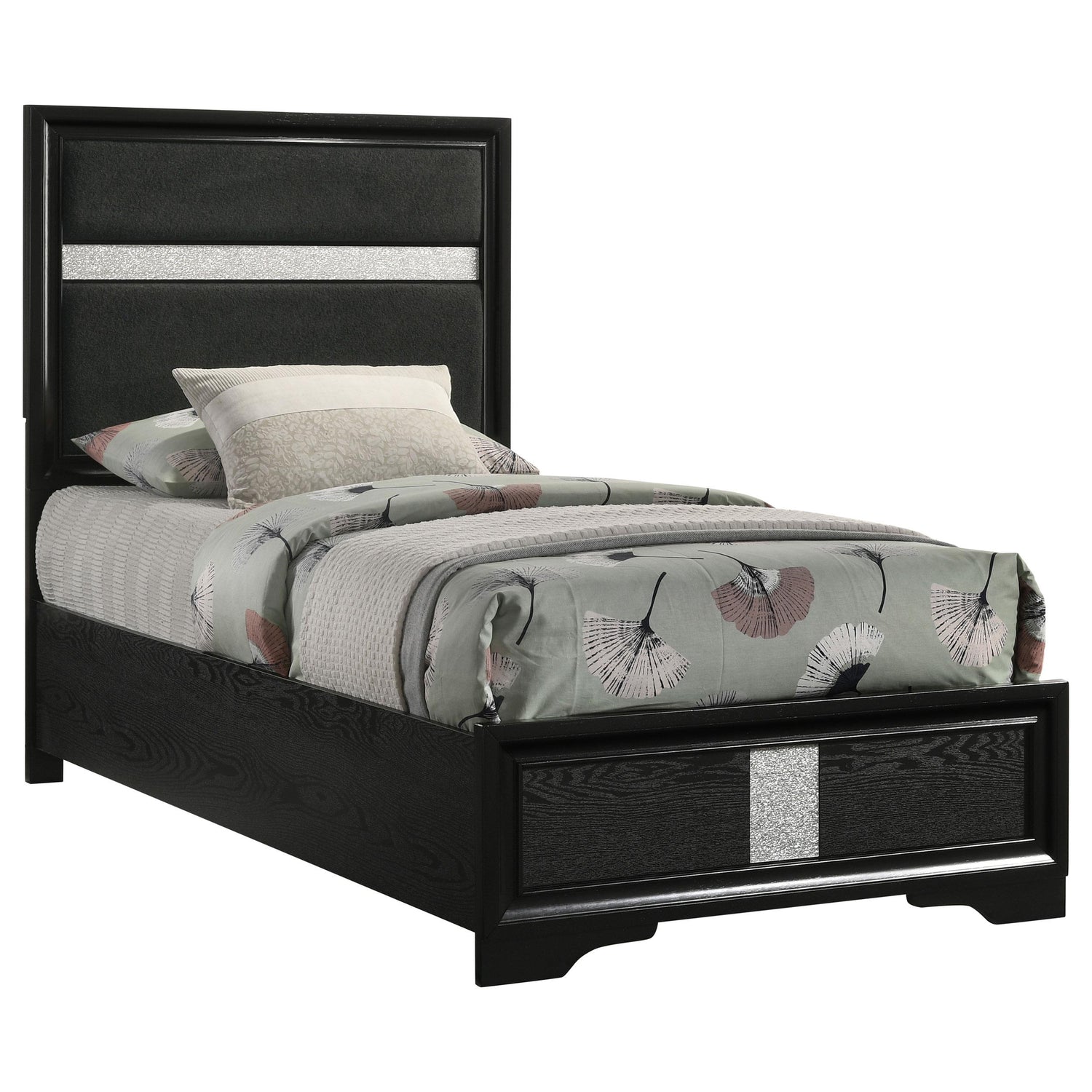 Miranda 55-inch Upholstered Twin Panel Bed Black - 206360T