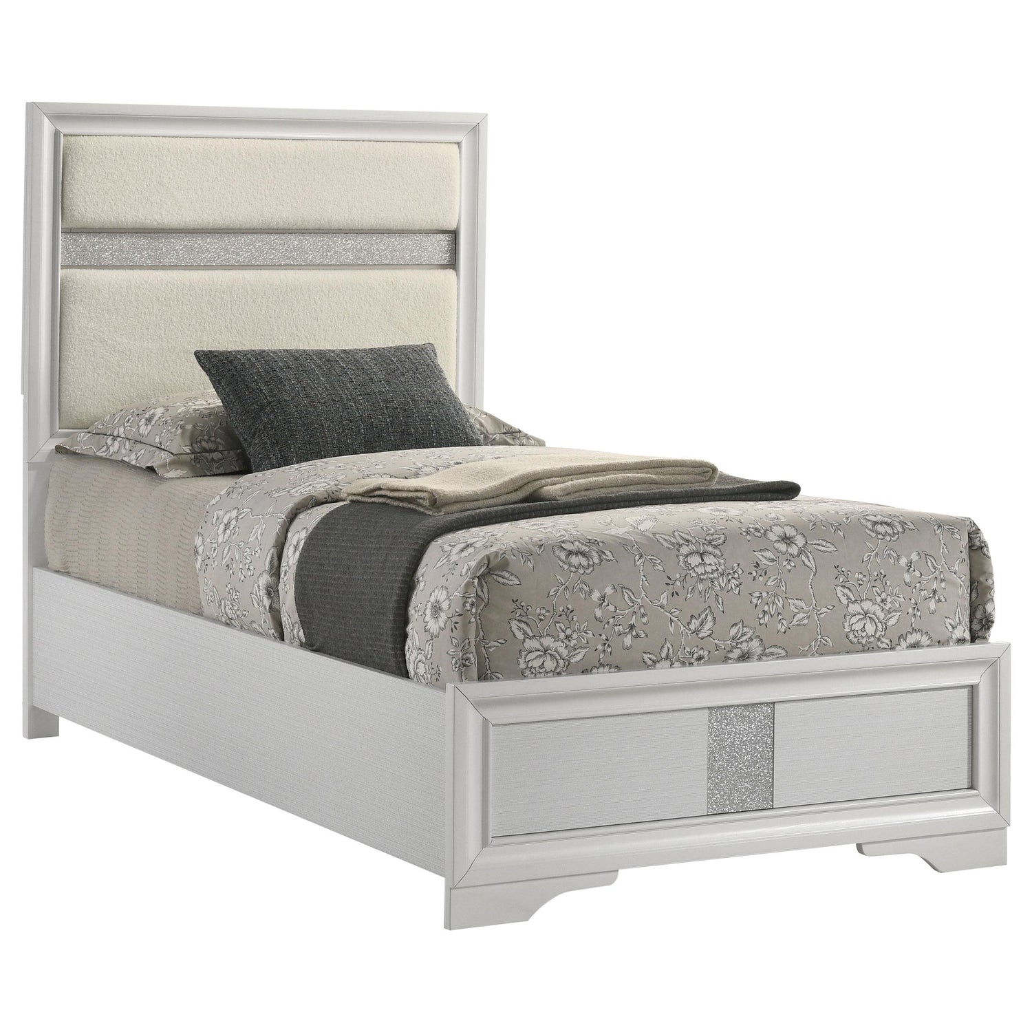 Miranda 55-inch Upholstered Twin Panel Bed White - 205110T