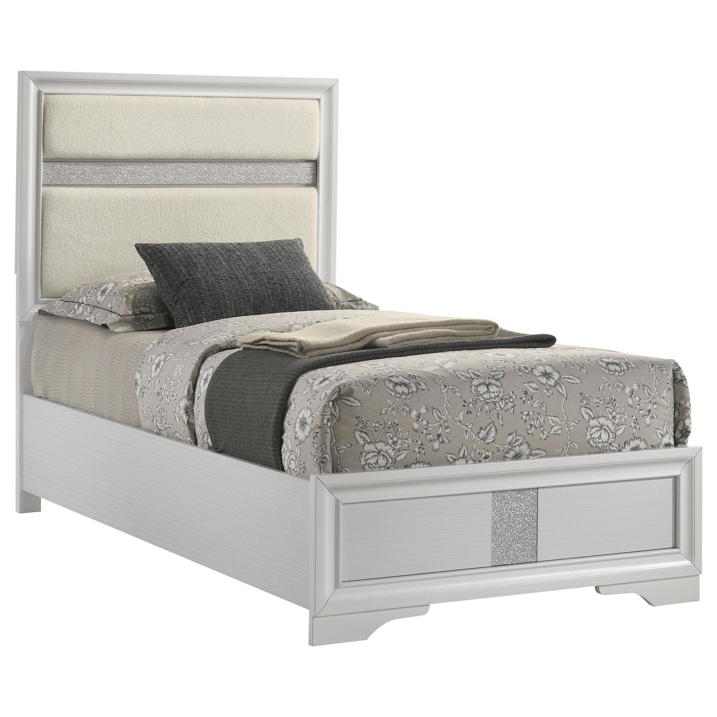 Miranda 55-inch Upholstered Twin Panel Bed White - 205110T