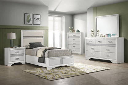 Miranda 55-inch Upholstered Twin Panel Bed White - 205110T