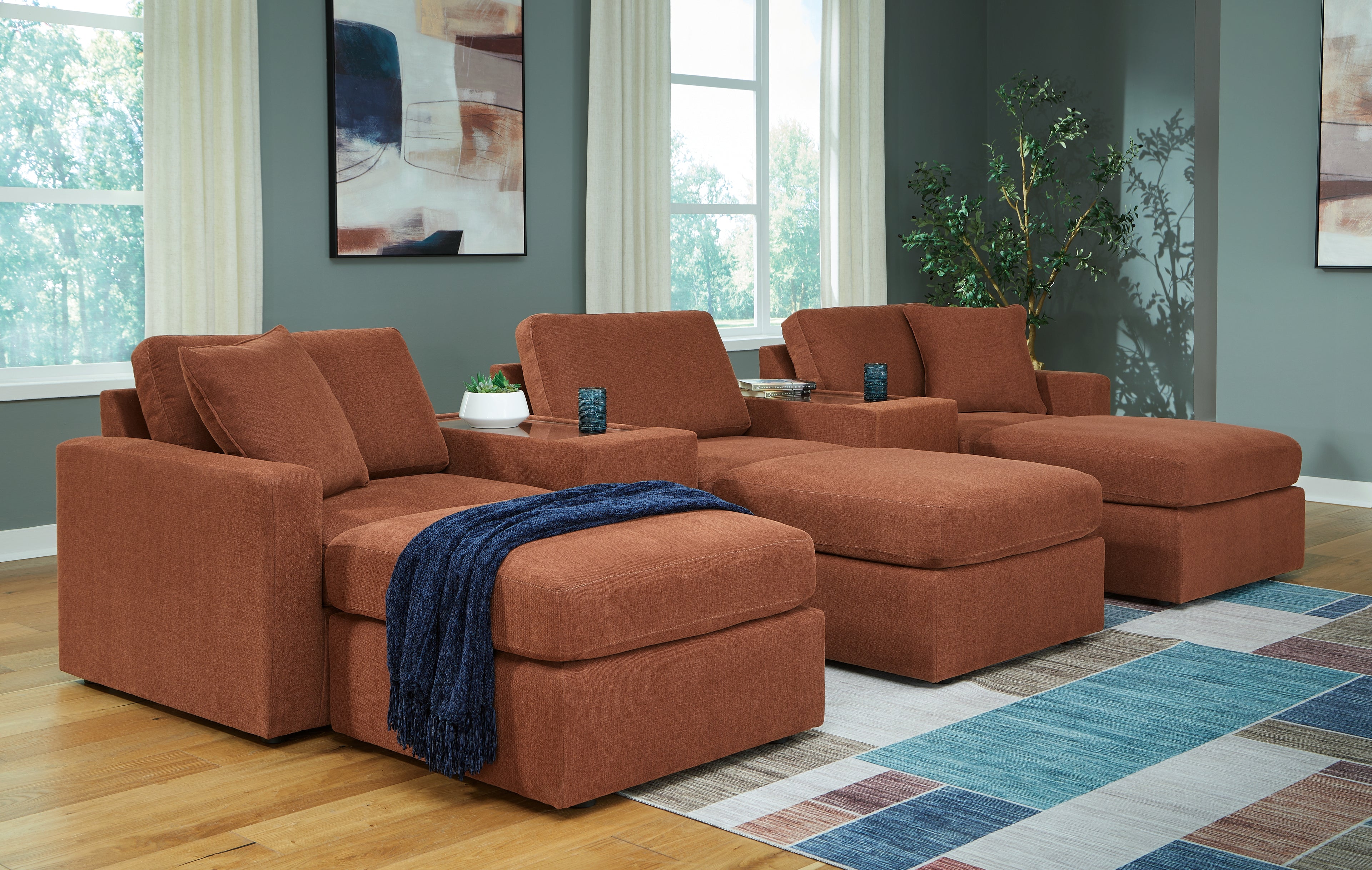Modmax  5-Piece Sectional and 3 Ottomans - 92102U19
