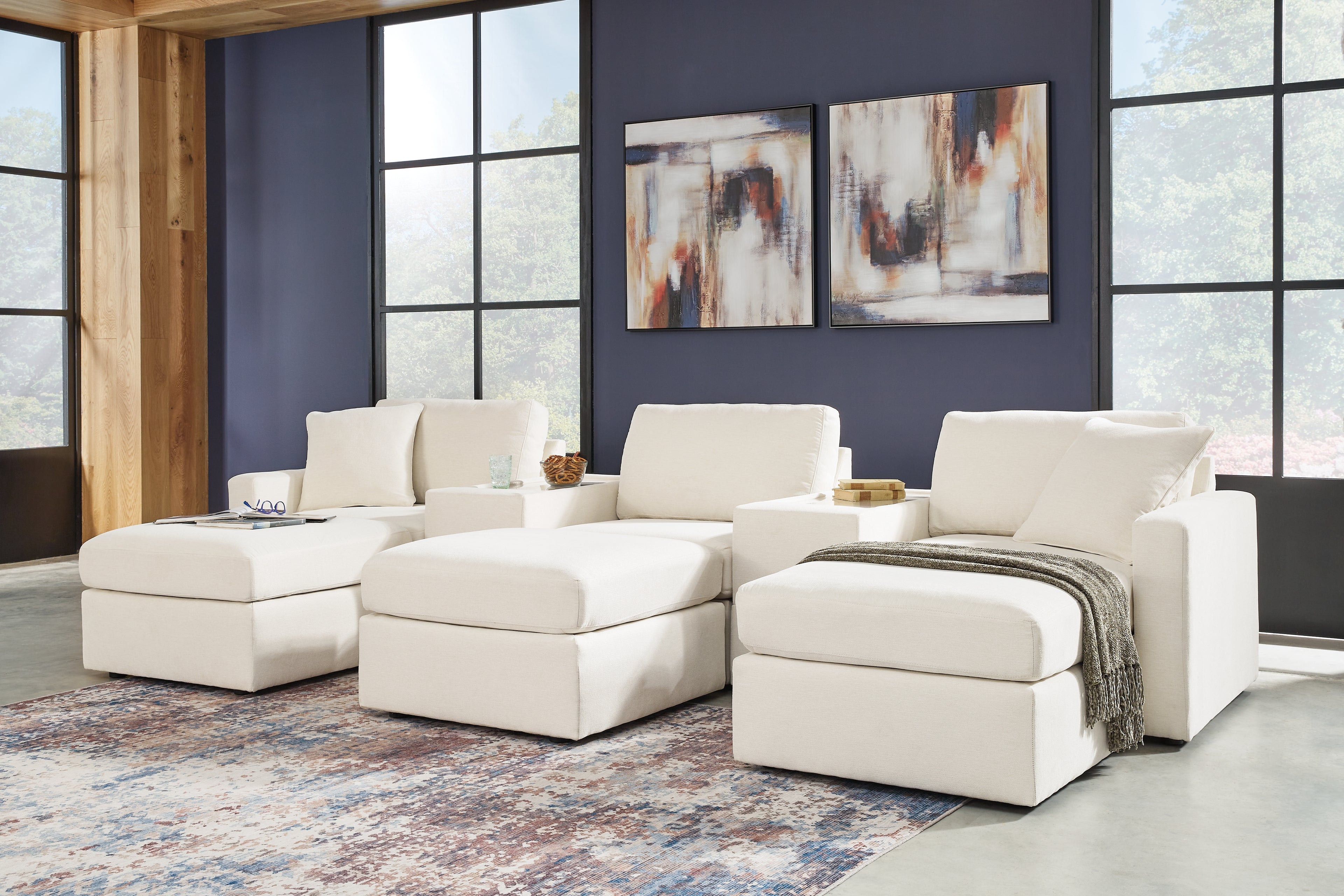 Modmax  5-Piece Sectional and 3 Ottomans - 92103U19