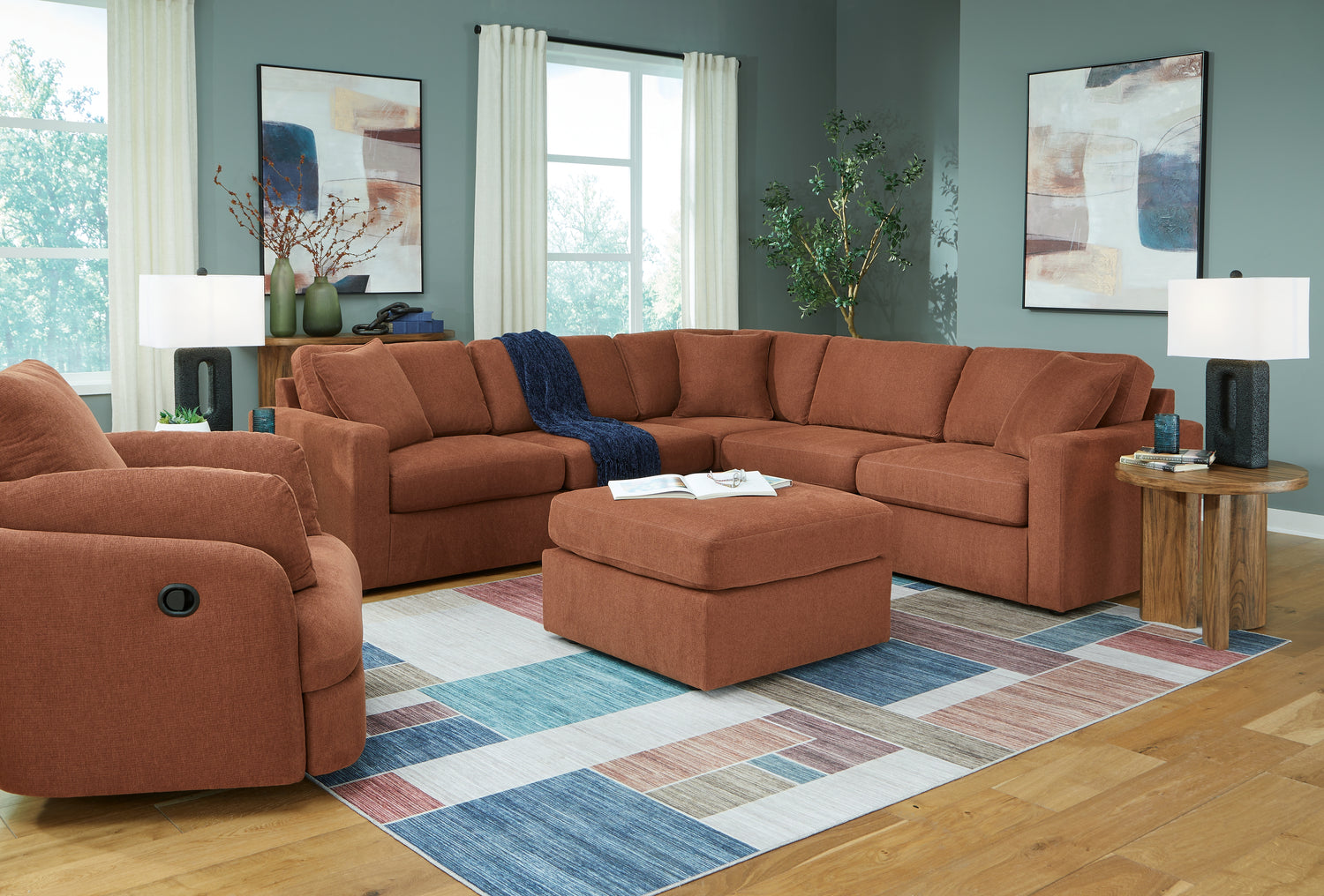 Modmax  5-Piece Sectional and Swivel Glider Recliner - 92102U15