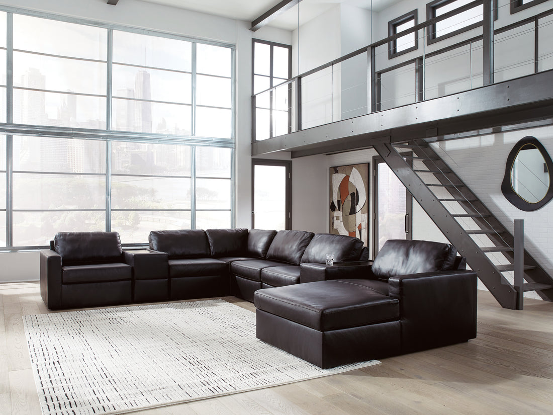 ModMax II Black 8-Piece Sectional with Chaise and Storage Consoles - 74305S42