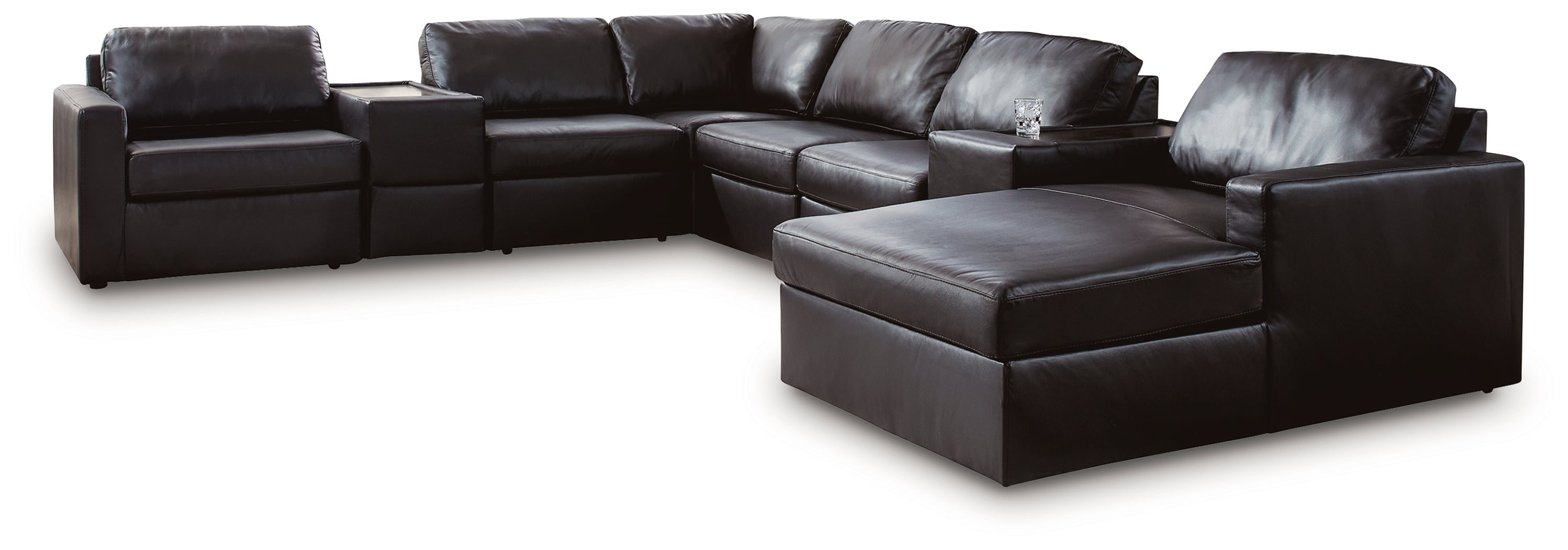 ModMax II Black 8-Piece Sectional with Chaise and Storage Consoles - 74305S42