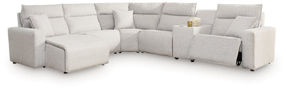 ModMax II Stone 6-Piece Power Reclining Sectional with Chaise and Console - 65907S19