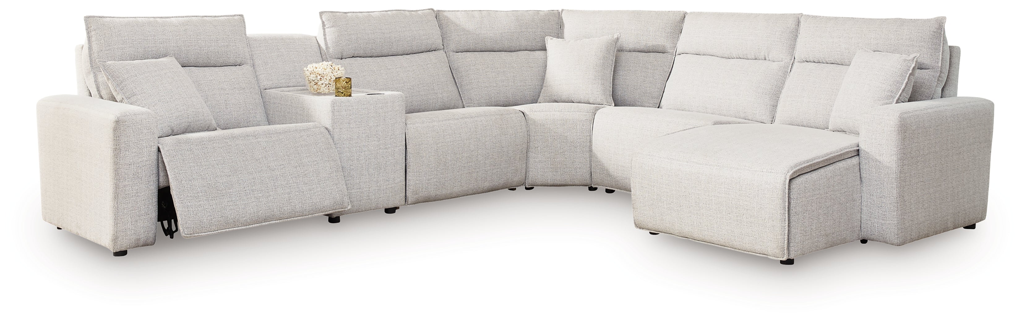 ModMax II Stone 6-Piece Power Reclining Sectional with Chaise and Console - 65907S6