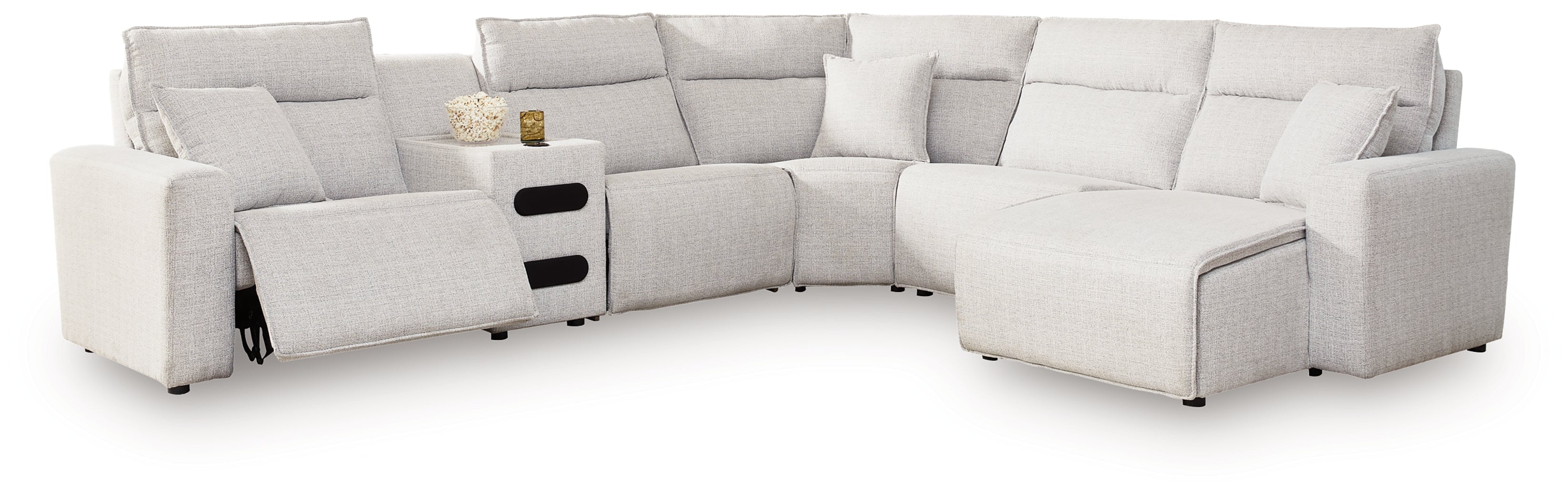 ModMax II Stone 6-Piece Reclining Sectional with Chaise and Audio Console - 65907S28