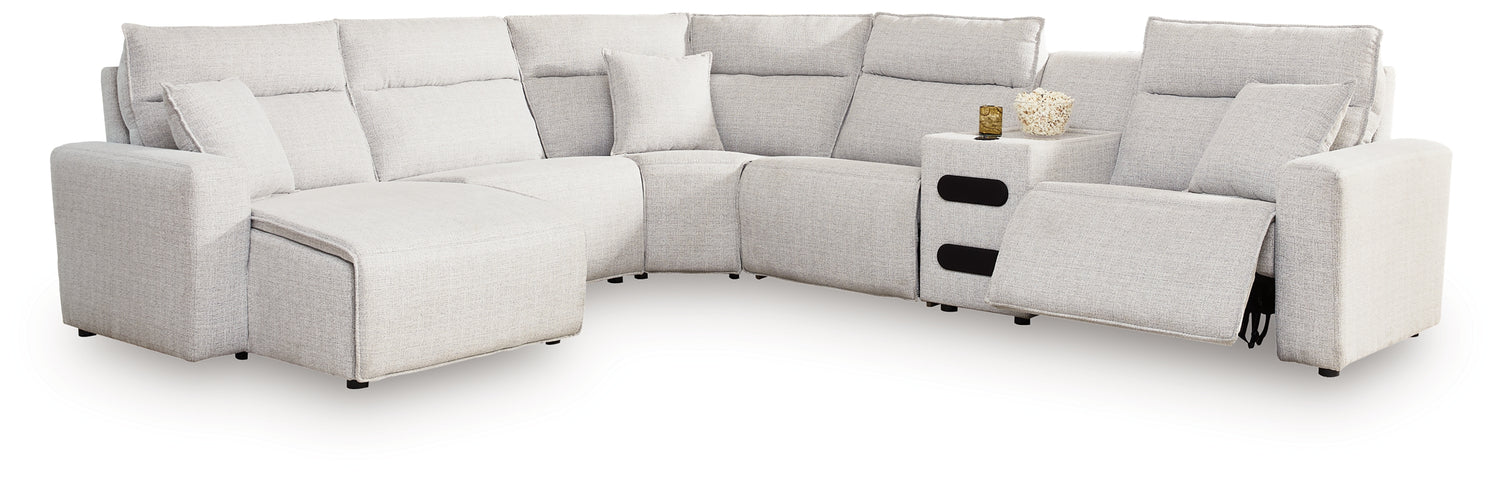 ModMax II Stone 6-Piece Reclining Sectional with Chaise and Audio Console - 65907S29