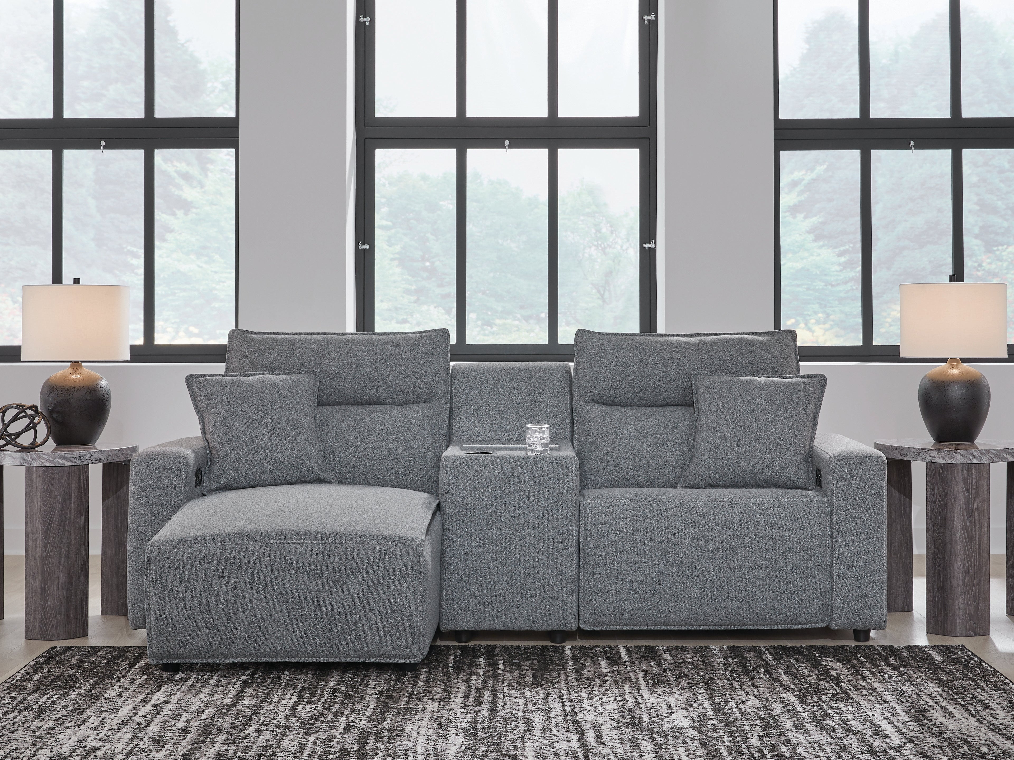 Modmax Salt and Pepper 3-Piece Power Reclining Sectional with Chaise - 65906S17