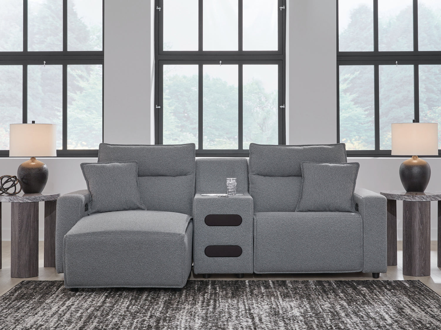 Modmax Salt and Pepper 3-Piece Power Reclining Sectional with Chaise - 65906S18