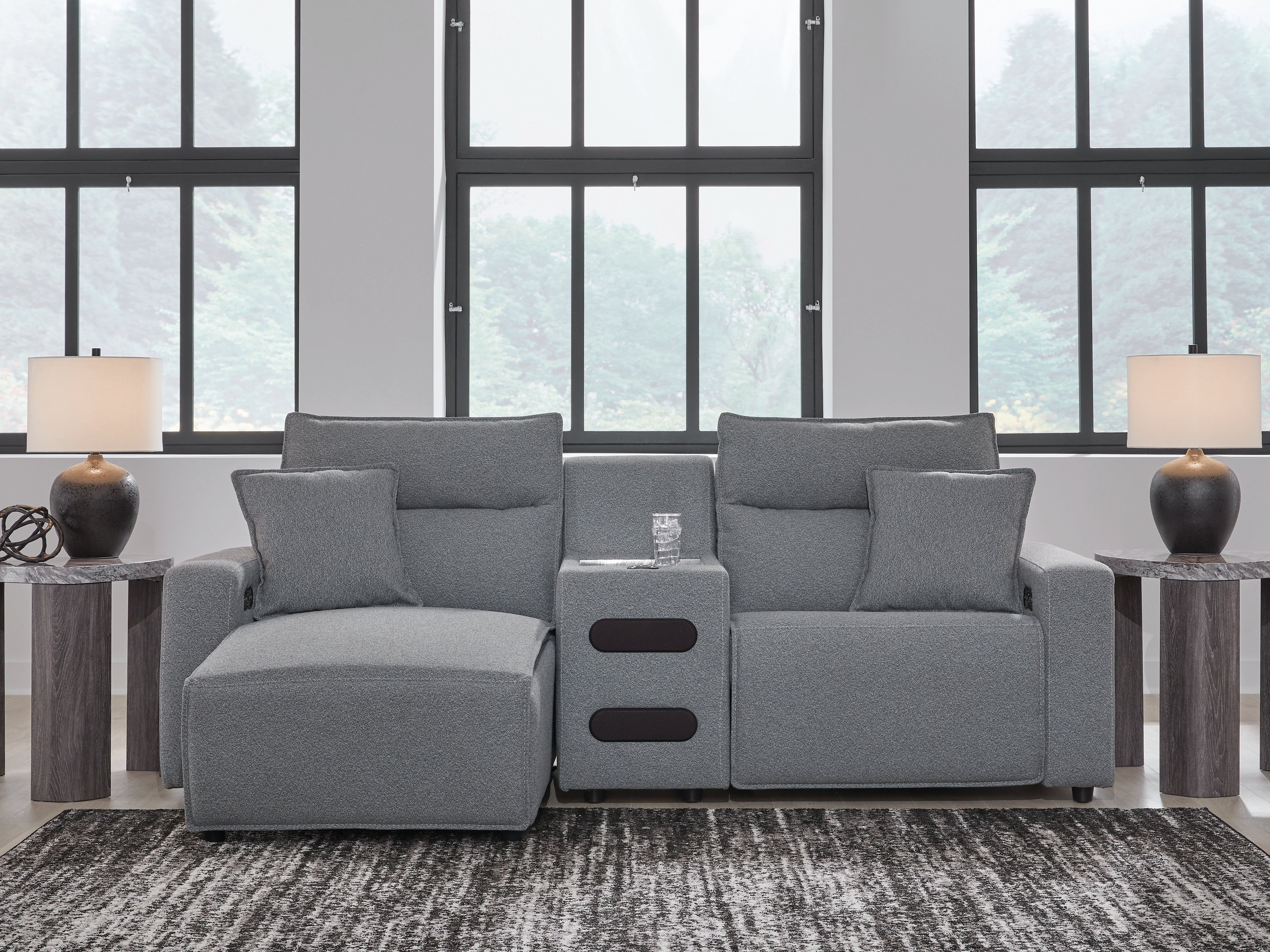 Modmax Salt and Pepper 3-Piece Power Reclining Sectional with Chaise - 65906S18