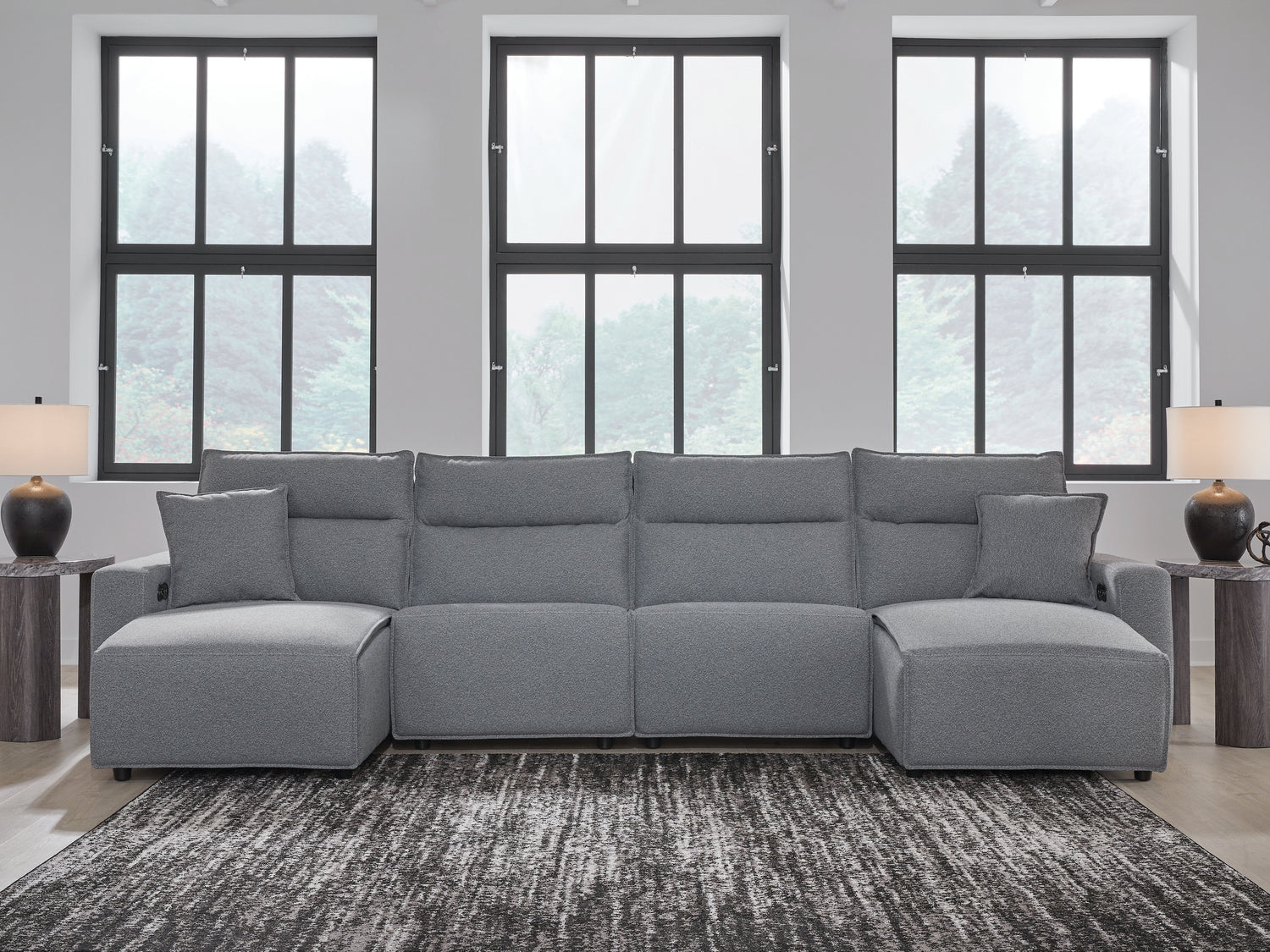 Modmax Salt and Pepper 4-Piece Power Reclining Sectional with Chaise - 65906S11